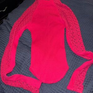 Free People Hot Pink Long Sleeve Top